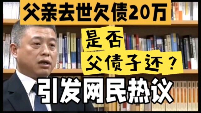 父亲去世欠债20万,是否父债子还?引发网民热议