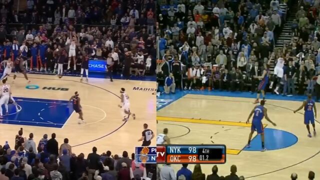 似曾相识！同框对比布克杜兰特在相同位置三分绝杀尼克斯