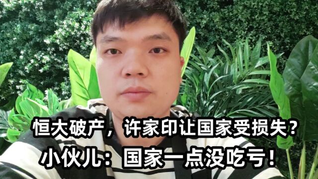 恒大破产,许家印让国家受损失?小伙儿:国家一点没吃亏!