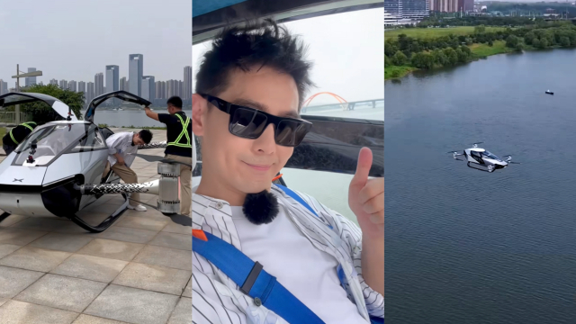 林志颖坐飞天汽车上班,未受车祸影响解锁新座驾,晒高空美景心态好