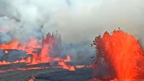 实拍！美国夏威夷基拉韦厄火山喷发：巨大熔岩喷泉 熔岩流淌