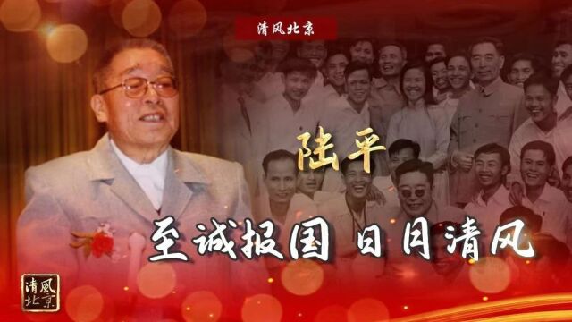 党史中的清廉故事 | 陆平:至诚报国 日月清风