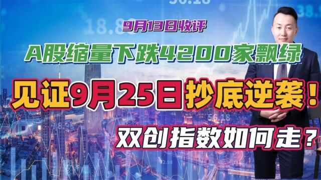 A股缩量下跌4200家飘绿,见证9月25日抄底逆袭!双创指数如何走?