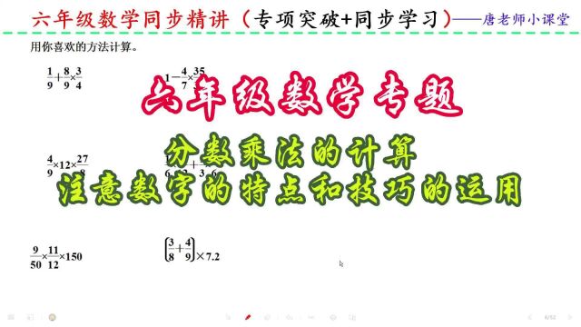 六年级数学专题分数乘法的计算,注意数字的特点和技巧的运用