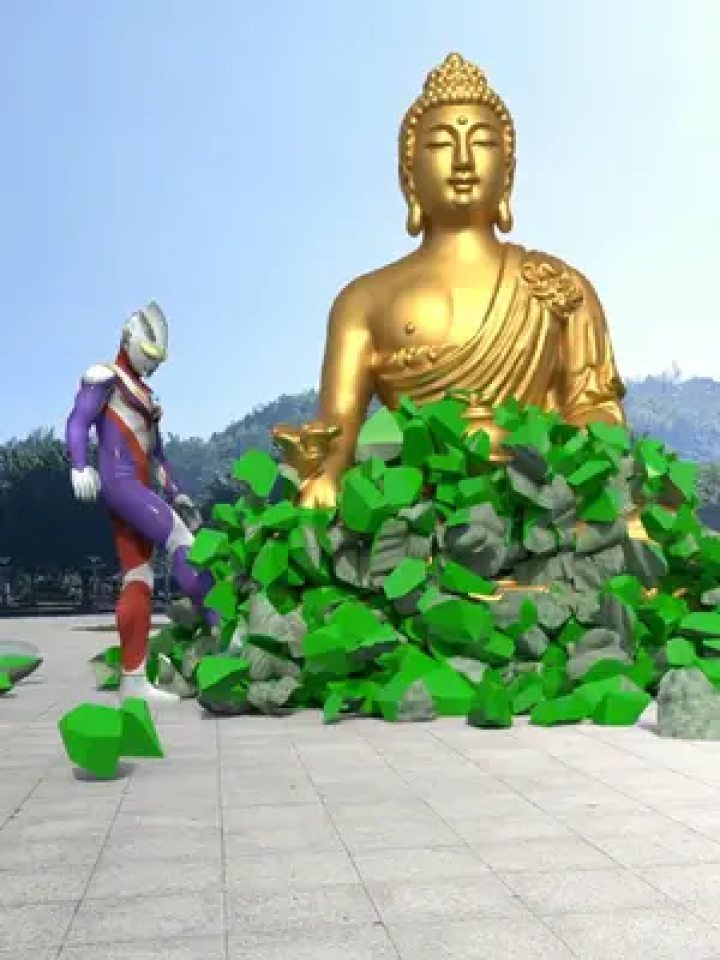 奥特曼踢球碰撞佛像#迪迦奥特曼 #佛