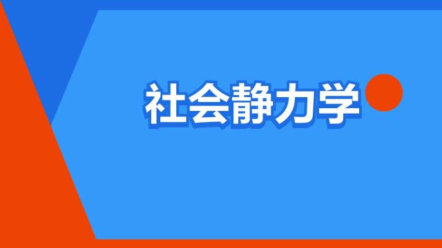 “社会静力学”是什么意思?