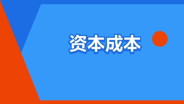 “资本成本”是什么意思?