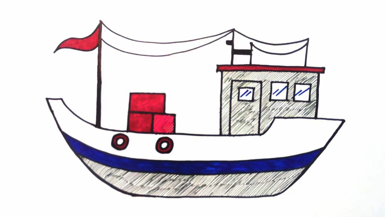 签字笔绘画,怎样绘画渔船