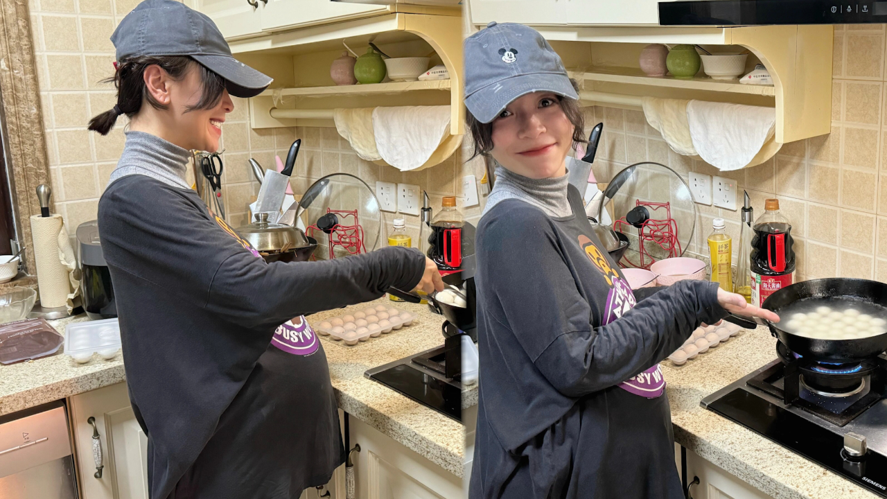 黄雅莉怀孕患上妊娠糖尿病,孕后期自己下厨煮元宵,满脸笑容肚大如箩