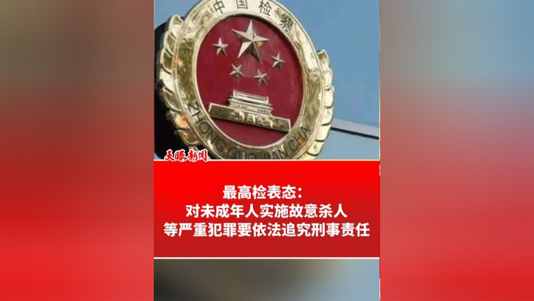最高检表态:对未成年人实施故意杀人等严重犯罪 要依法追究刑事责任