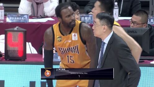 《CBA全场集锦》【扣篮】穆罕默德超级滑翔劈扣 不料回头进攻犯规发牢骚被吹T