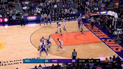 《NBA全场回放》【回放】76人vs太阳第1节 恩比德钉板血帽布克