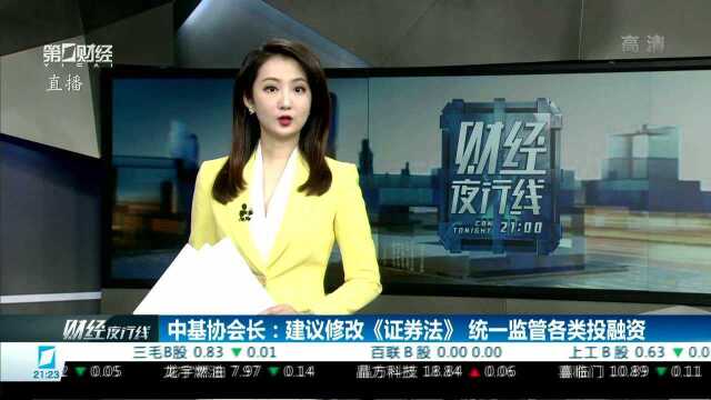 中基协会长:建议修改《证券法》统一监管各类投融资