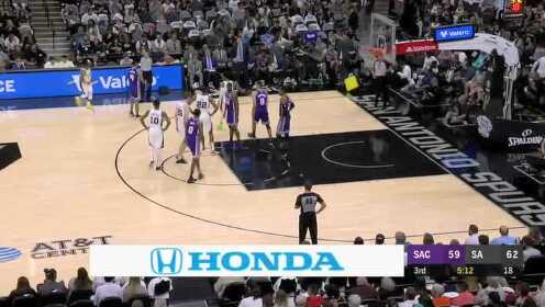 《NBA全场回放》【原声回放】国王vs马刺第3节 希尔德发力助国王反超