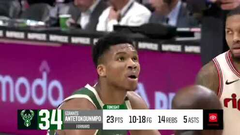 《NBA全场回放》【原声回放】雄鹿vs开拓者第3节 康诺顿埋伏篮下压哨补进