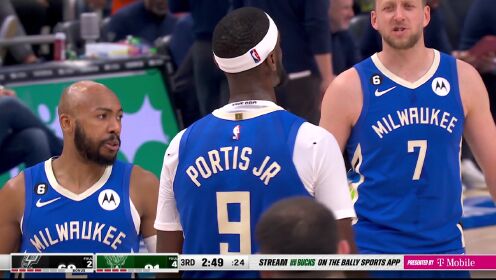 《密尔沃基雄鹿》NBA常规赛：马刺vs雄鹿第3节中文解说回放