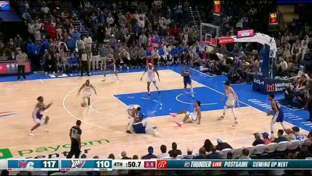 NBA常规赛：76人vs雷霆第4节英文原声回放