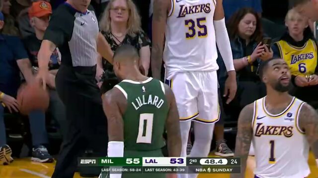 NBA季前赛：雄鹿vs湖人第2节中文解说回放