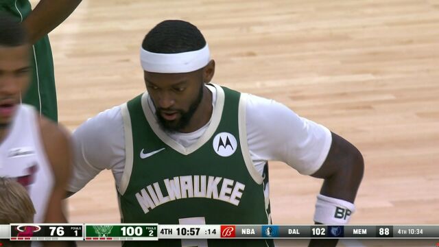 NBA常规赛：热火vs雄鹿第4节英文原声回放