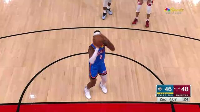 NBA常规赛：雷霆vs公牛第2节英文原声回放