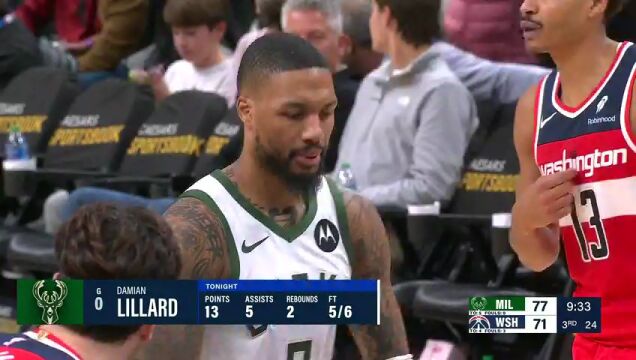 NBA常规赛：雄鹿vs奇才第3节英文原声回放