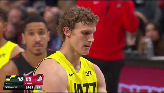 NBA常规赛：爵士vs开拓者第3节中文解说回放
