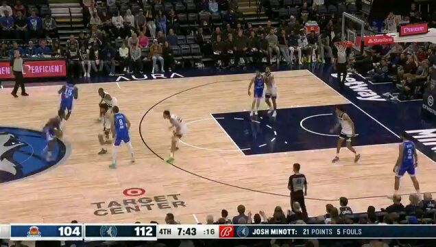 NBA季前赛：拉阿纳纳马卡比vs森林狼第4节英文原声回放