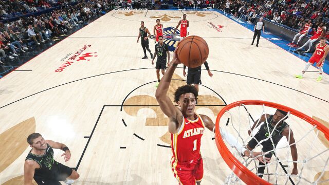 杰伦-约翰逊vs鹈鹕集锦 全场拿下21分11篮板正负值全场最高