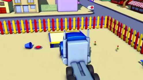 儿童教育卡通动画片变形卡车邮轮在汽车城早教动漫