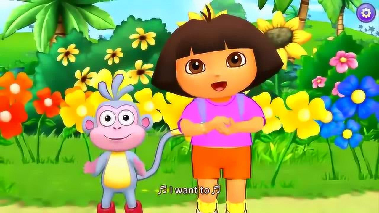 爱探险的朵拉最爱的花开了变色龙伊萨好开心
