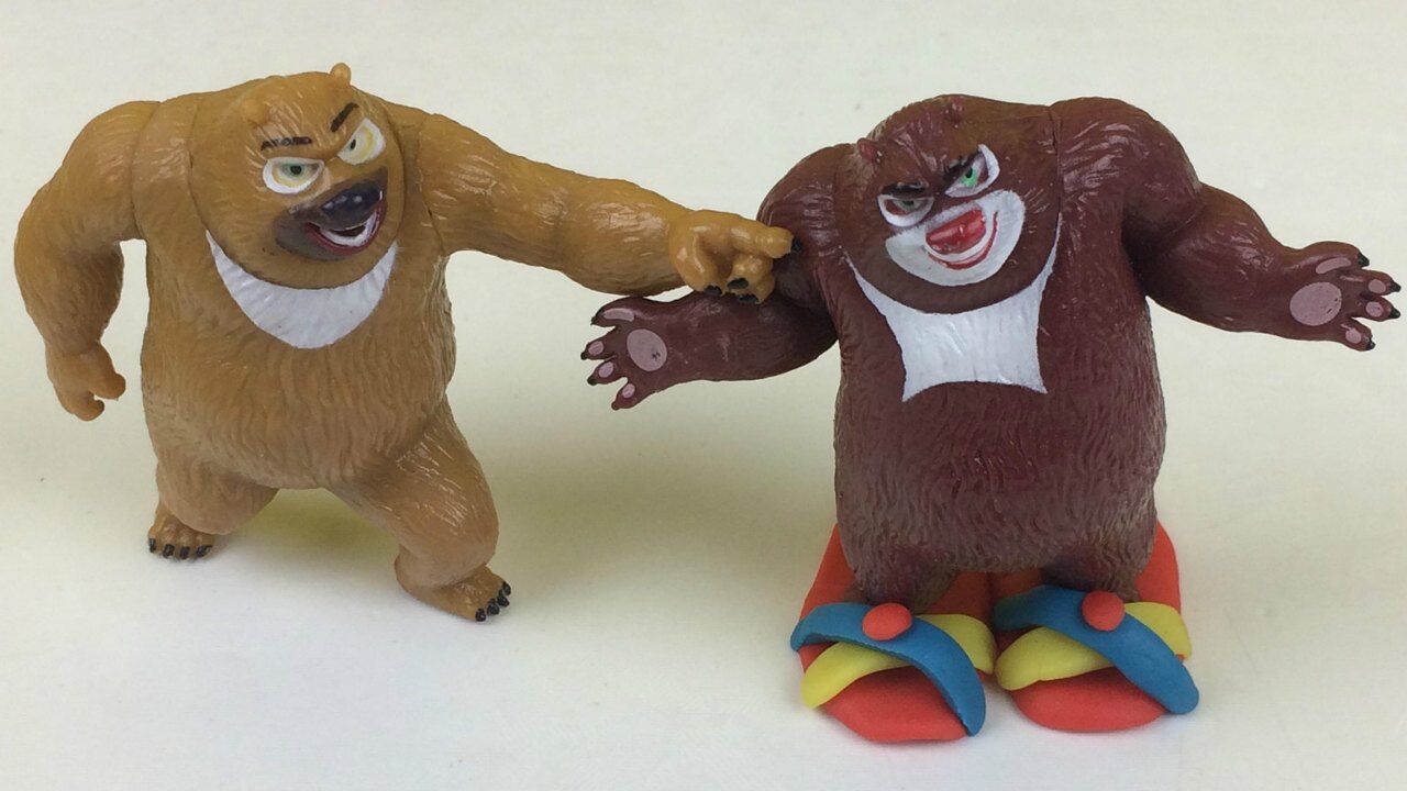 熊出没熊大熊二橡皮泥彩泥玩具diy制作可爱的拖鞋_高