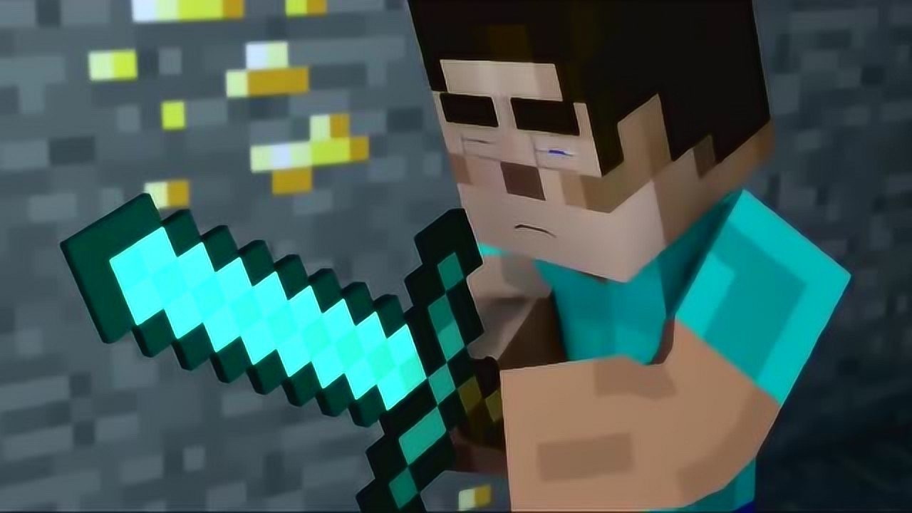 我的世界:史蒂夫挖矿遇到僵尸,吓得钻石剑都丢