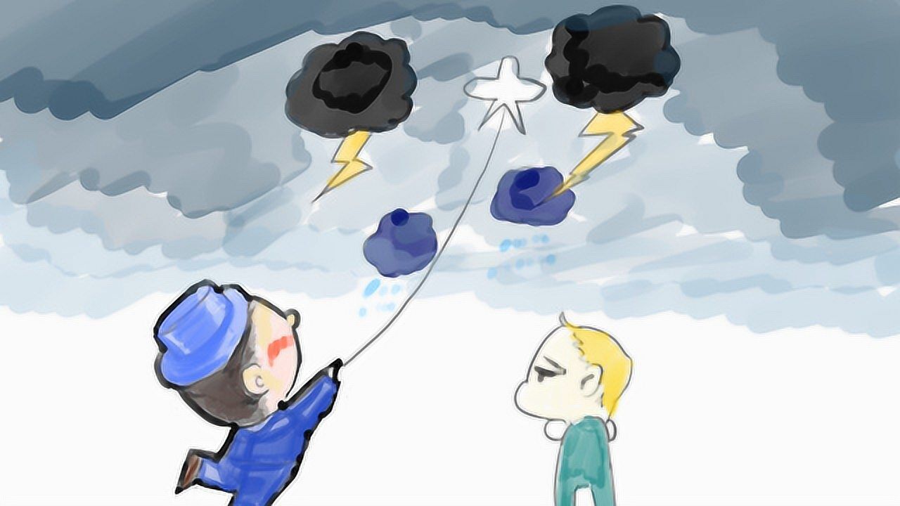 每日简笔画:雨中放风筝