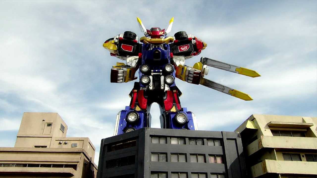 特命战队go-busters合体为超级机器人,击败机械帝国怪物