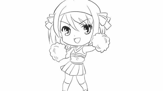 凉宫春日之啦啦队女孩儿童动漫简笔画