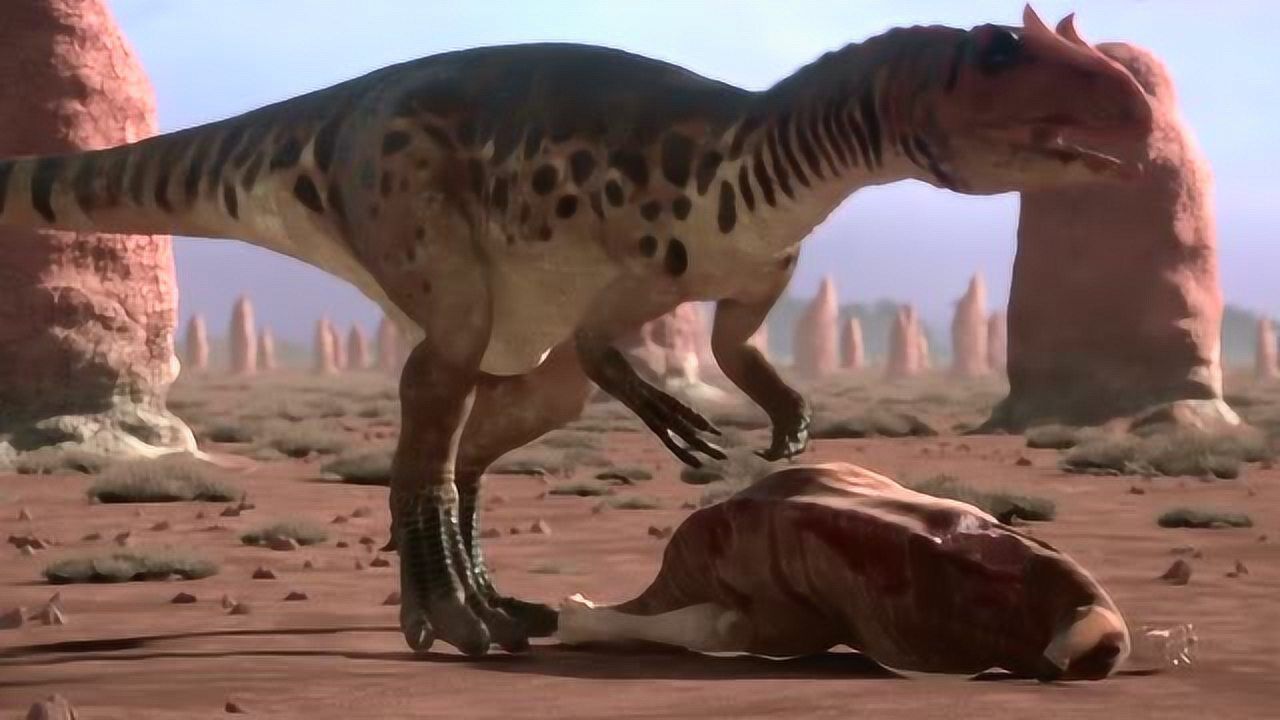 异特龙正在享受大餐,没想到食蜥王龙霸道夺食!