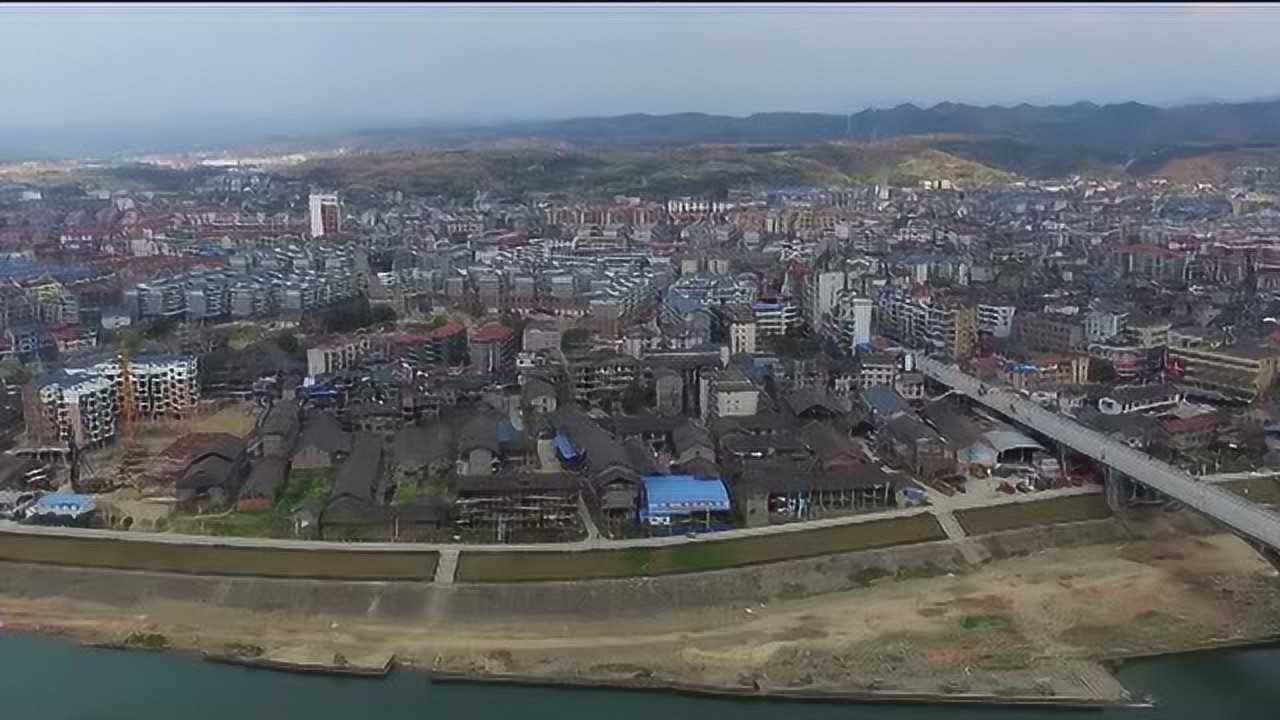 湖南安江镇全景航拍视频