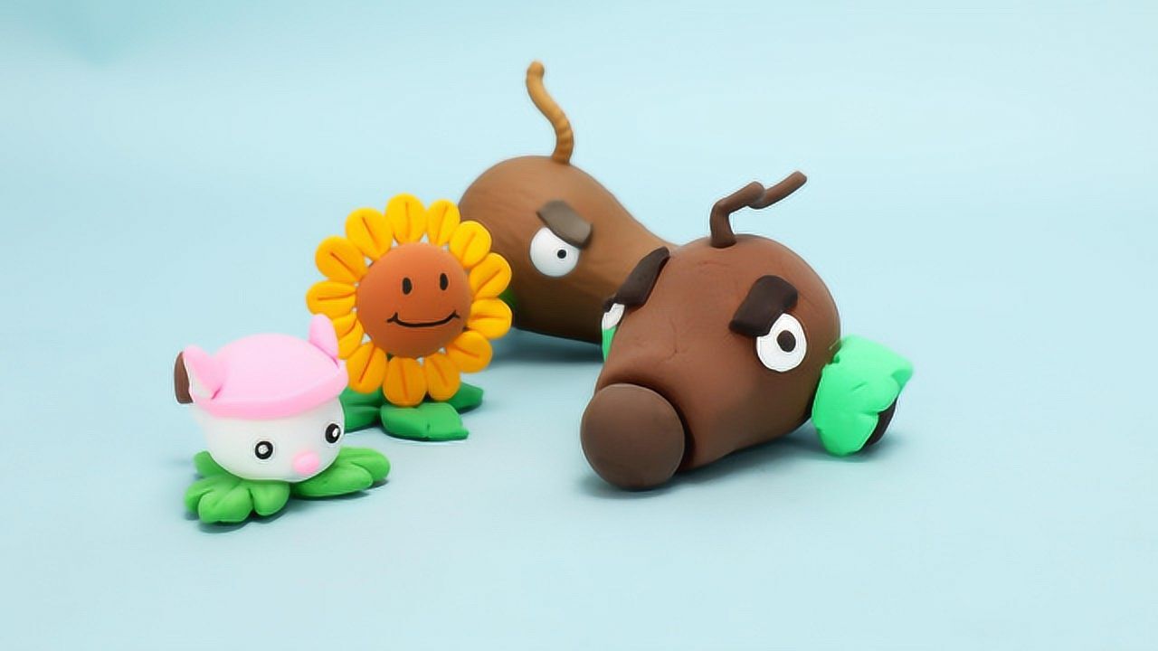 植物大战椰子加农炮手工彩泥超轻粘土教程亲子趣盒子手工课