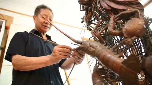 79岁大爷铜雕《海的女儿》，百种海洋生物活灵活现，惊艳中外