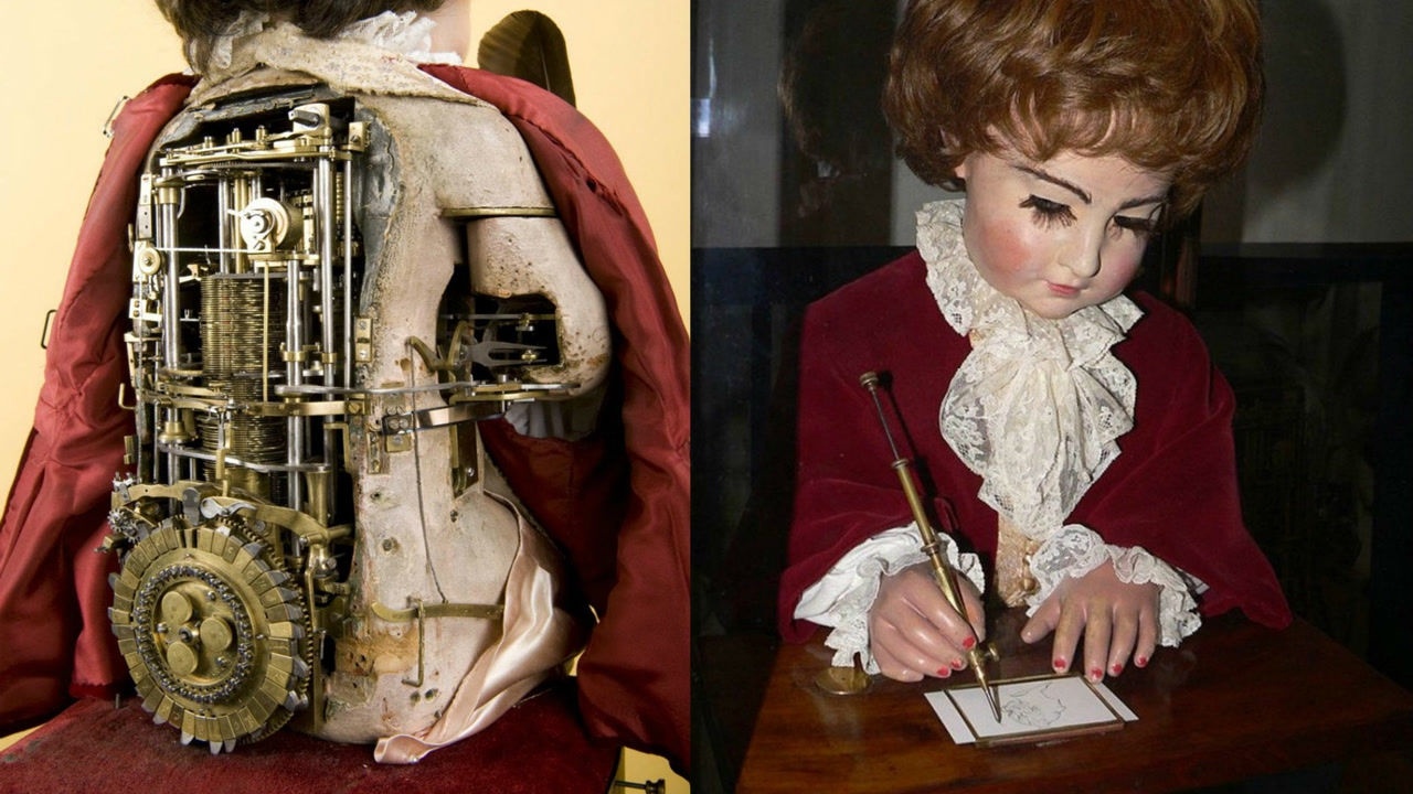 1774年牛人发明绘画机器人纯机械式靠齿轮运作就是看着太瘆人