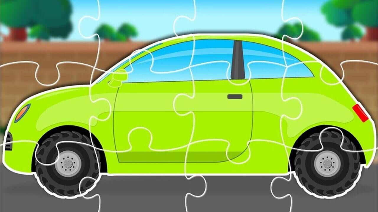 趣味拼图拼绿色小轿车