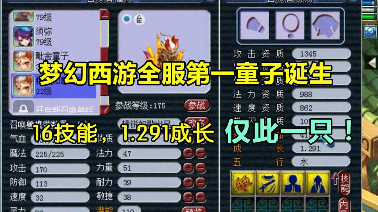 梦幻西游:又一个全服第一诞生,16技能童子宝宝,全服仅此一只!