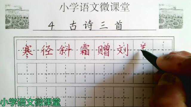 写字微课!部编版语文三年级上册4.古诗三首生字书写