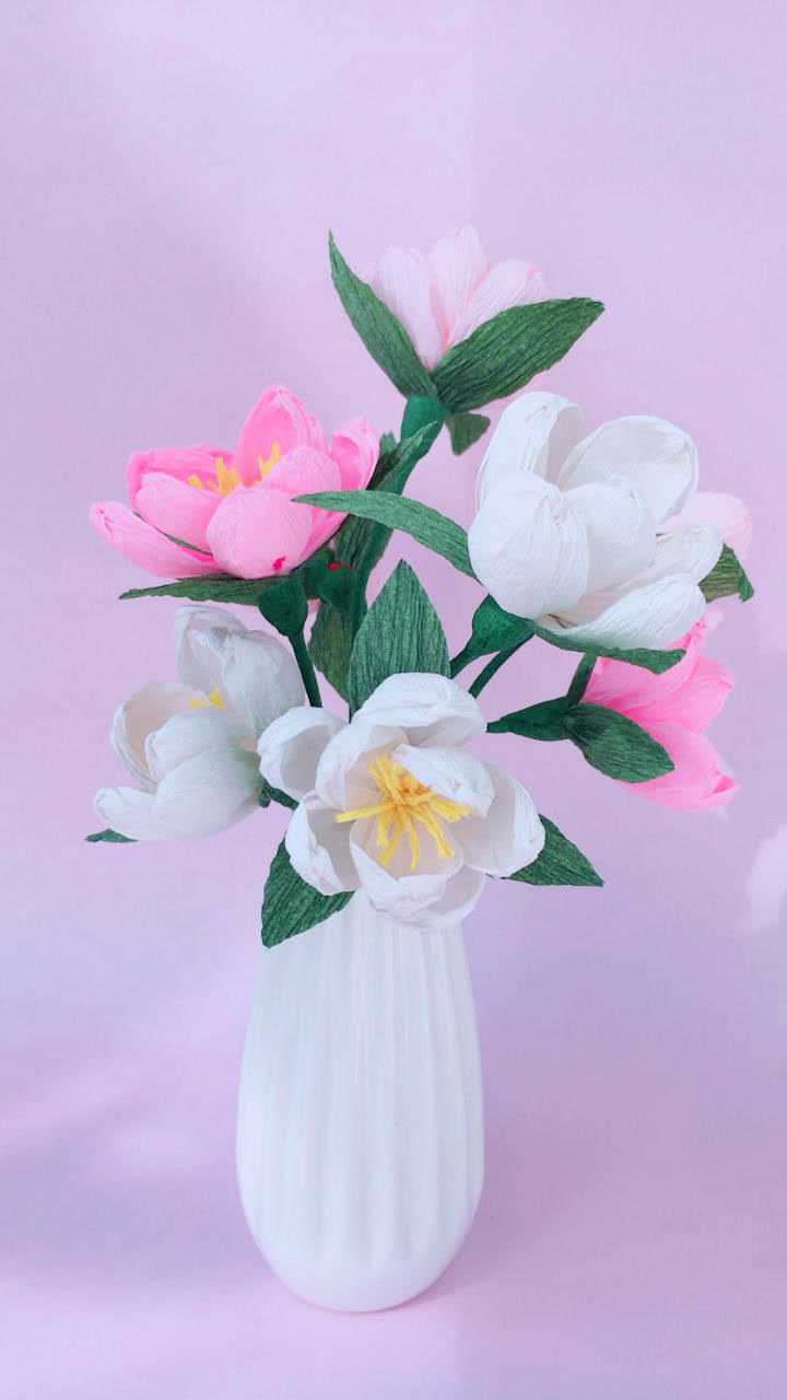 皱纹纸手工:茉莉花的制作方法,简单又美丽,无需胶粘