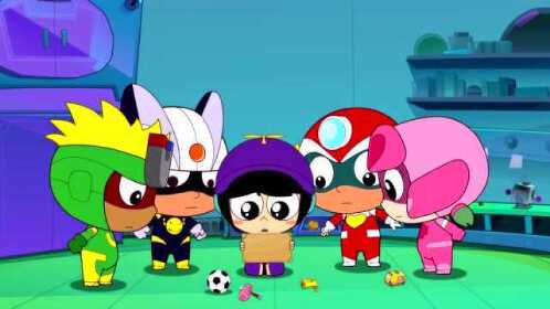 开心宝贝开心超人踩到甜心超人的脚了