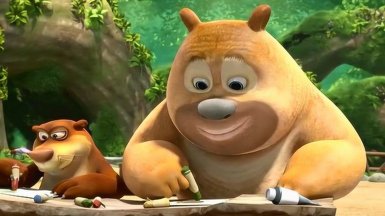 熊熊乐园上美术课吉吉不知道画什么最后决定画自己的手