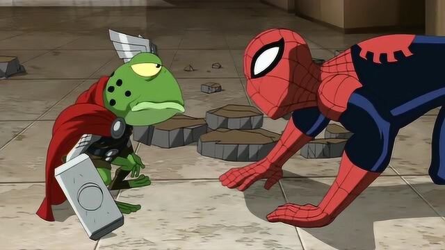 雷神变成了一只青蛙,蜘蛛侠一脸不知所措