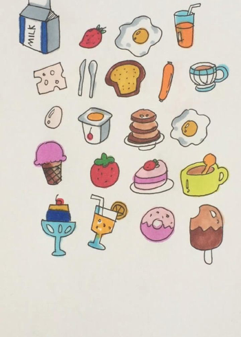食物简笔画,数清画中有多少个零食了吗?