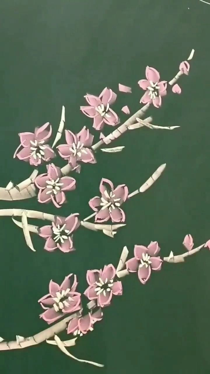 粉笔画梅花,这是高手