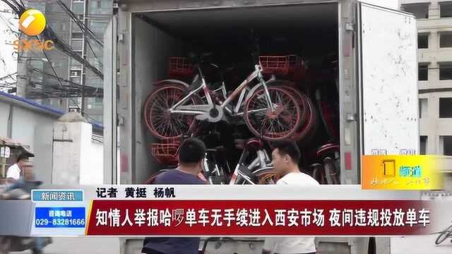 知情人举报哈啰单车无手续进入西安市场,夜间违规投放单车